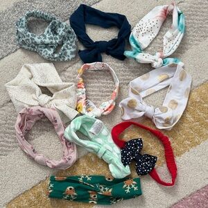 Baby Girl Mixed Color Headband Set - Assorted Soft Fabric Styles